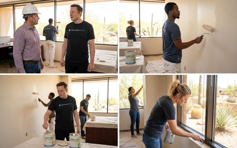 Low-VOC commercial paint products being used in Phoenix office building painting project