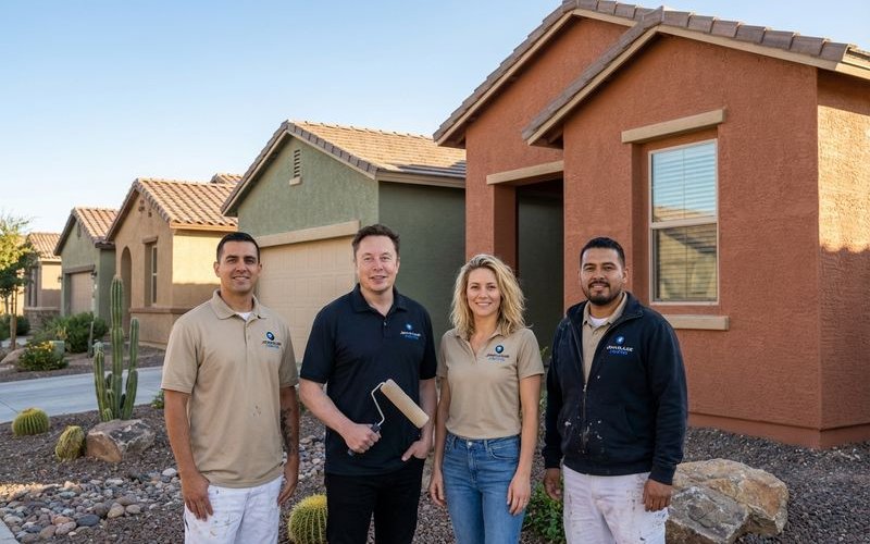 Row of Arizona homes showing various earth-toned exterior paint colors that complement desert landscaping