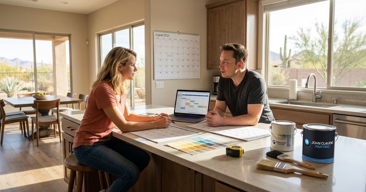 Calendar and schedule planning for kitchen cabinet painting project in Phoenix home